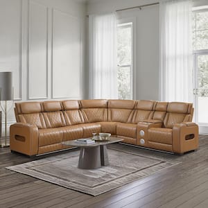 Lazzara Austin 118 in. Straight Arm 3-piece Faux Leather Reclining