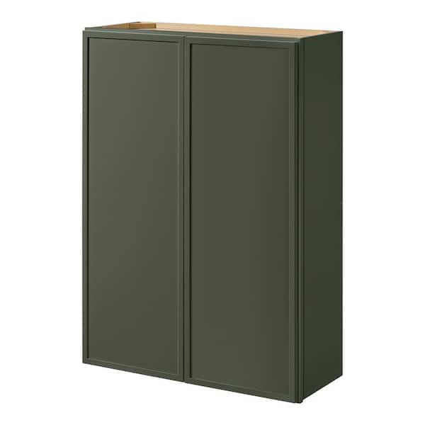 Leyton 30 in. W x 12 in. D x 42 in. H Ready to Assemble Plywood Slim Shaker Wall Kitchen Cabinet in Fern Green
