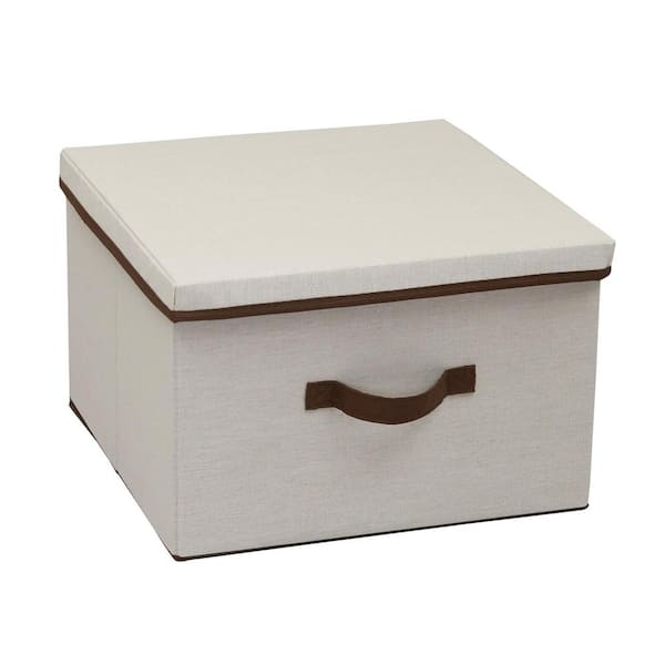 HOUSEHOLD ESSENTIALS 14.5 Gal. Square Natural Canvas Storage Box ...