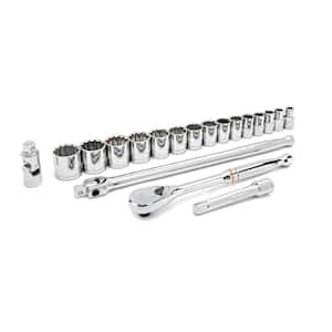 1/2 in. Drive SAE 12-Point Standard 90-Tooth Mechanics Tool Set with Case (19-Piece)