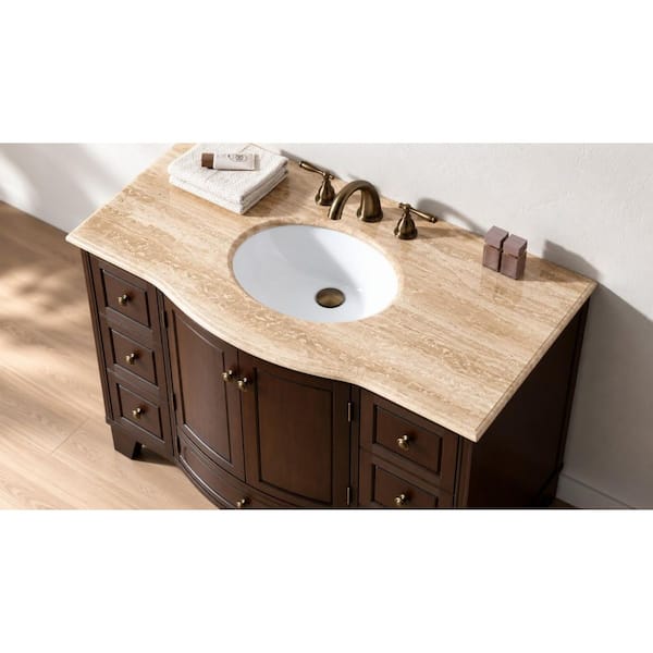 stufurhome Grand Cheswick 40 in. Vanity in Dark Cherry with Marble