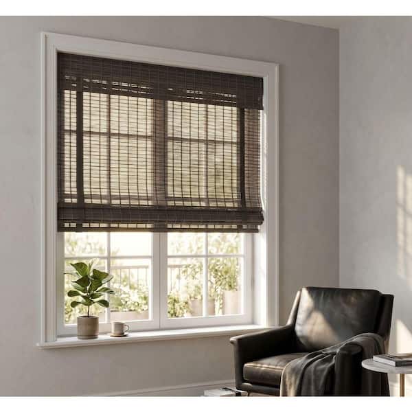 72 in W X 72 in L Warm Gray Harborside Cordless Bamboo Roman Shade