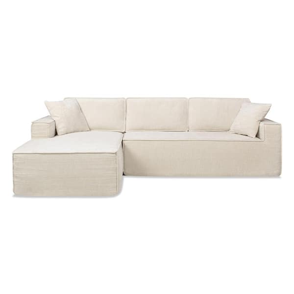Jennifer Taylor Brenley 110.5 in. Square Arm Chenille 2 Pieces LAF Sofa-in-a-Box Sectional Sofa in. Light Beige