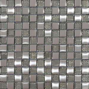 Hammerfest Metallic Gray Backsplash 11.81 in. x 11.81 in. Square Polished Glass Mosaic Wall Tile (0.97 sq ft./Each)
