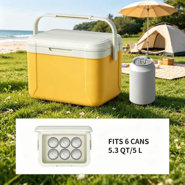 5.3 QT Hard Cooler, Insulated Ice Chest Box, Portable Ice