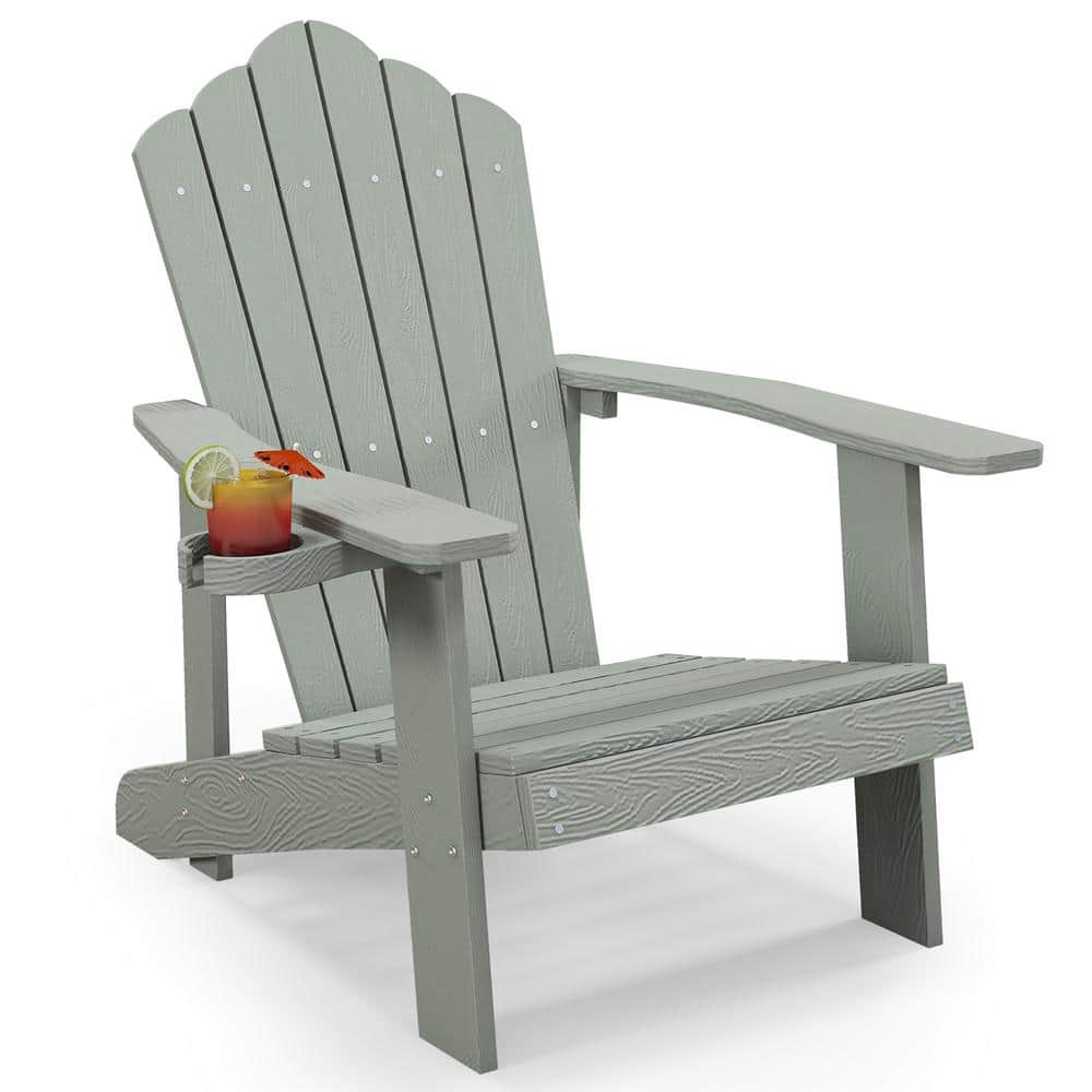Gymax Patio HIPS Light Grey Outdoor Weather Resistant Slatted