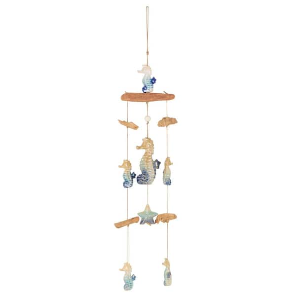 Litton Lane 41 in. Blue Ceramic Starfish Ombre Windchime
