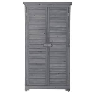2.86 ft. W x 1.52 ft. D Wooden Storage Shed 4.35 sq. ft. in Gray with Lockable Double Door