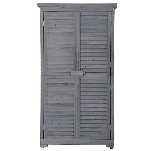 Boosicavelly 2.86 ft. W x 1.52 ft. D Wooden Storage Shed 4.35 sq. ft. in Gray with Lockable Double Door