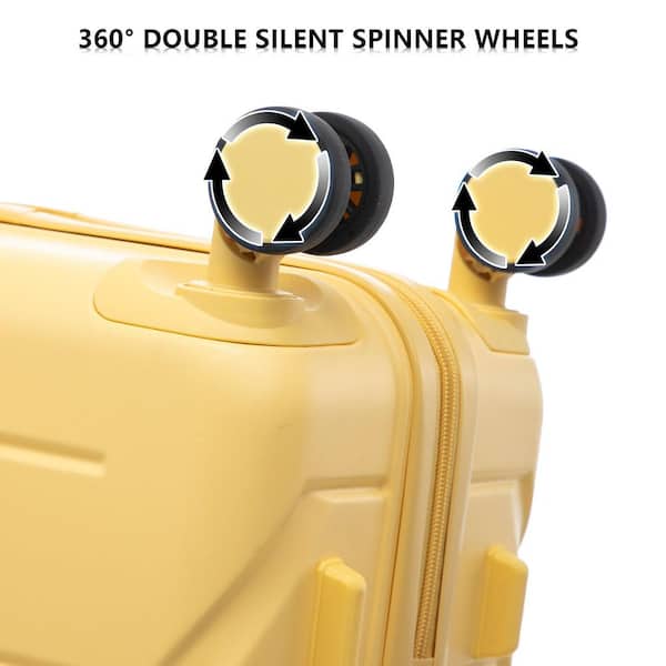 Boyel Living 3-Piece Yellow ABS Hardside Spinner Luggage Set with