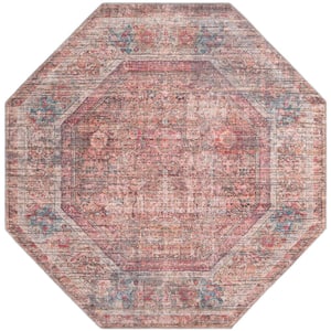 Nostalgia Euphoria Rust Red and Brown 8 ft. Octagon Machine Washable Area Rug