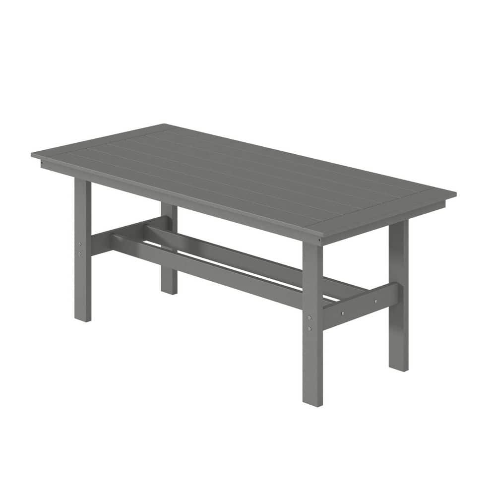 71 in. Rectangular All-Weather HDPE Outdoor Patio Dining Table in Gray with Umbrella Hole for Backyard and Garden price history on PriceWatchPro