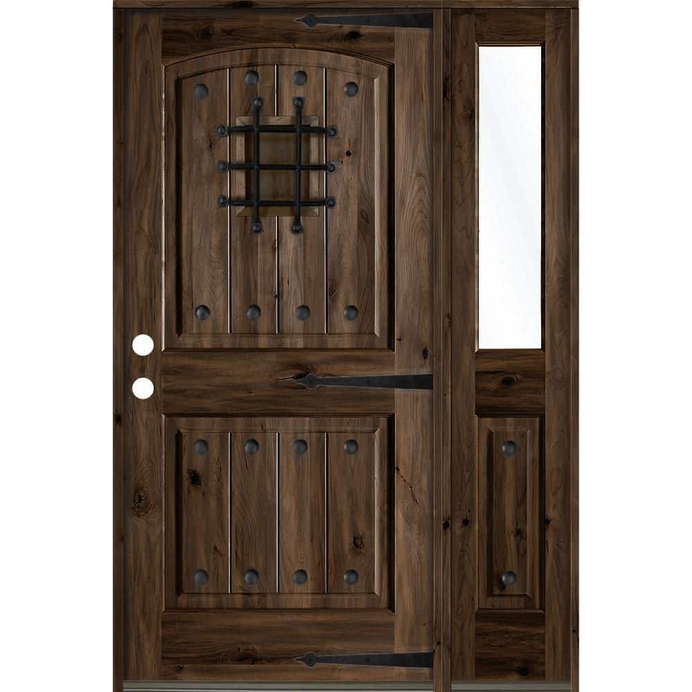 46 in. x 80 in. Mediterranean Knotty Alder Right-Hand/Inswing Clear Glass Black Stain Wood Prehung Front Door w/RHSL price history on PriceWatchPro