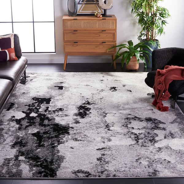 Adirondack 10 ft. x 14 ft. Gray/Black Abstract Area Rug