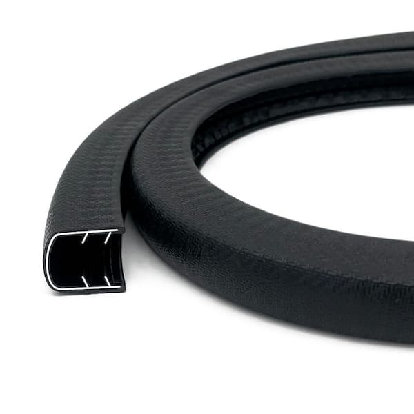 20 ft. Rubber Edge Trim U-Shape Banding for 1/2 in. Edge Protection, Sheet Metal, Tables, Cars, Boats, Black (1 Roll)