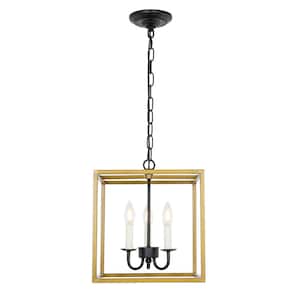 Timeless Home Ethan 12 in. W x 13.75 in. H 3-Light Brass and Black Pendant