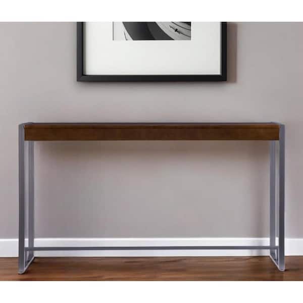 HomeRoots 57.75 in. Brown Rectangle MDF Console Table