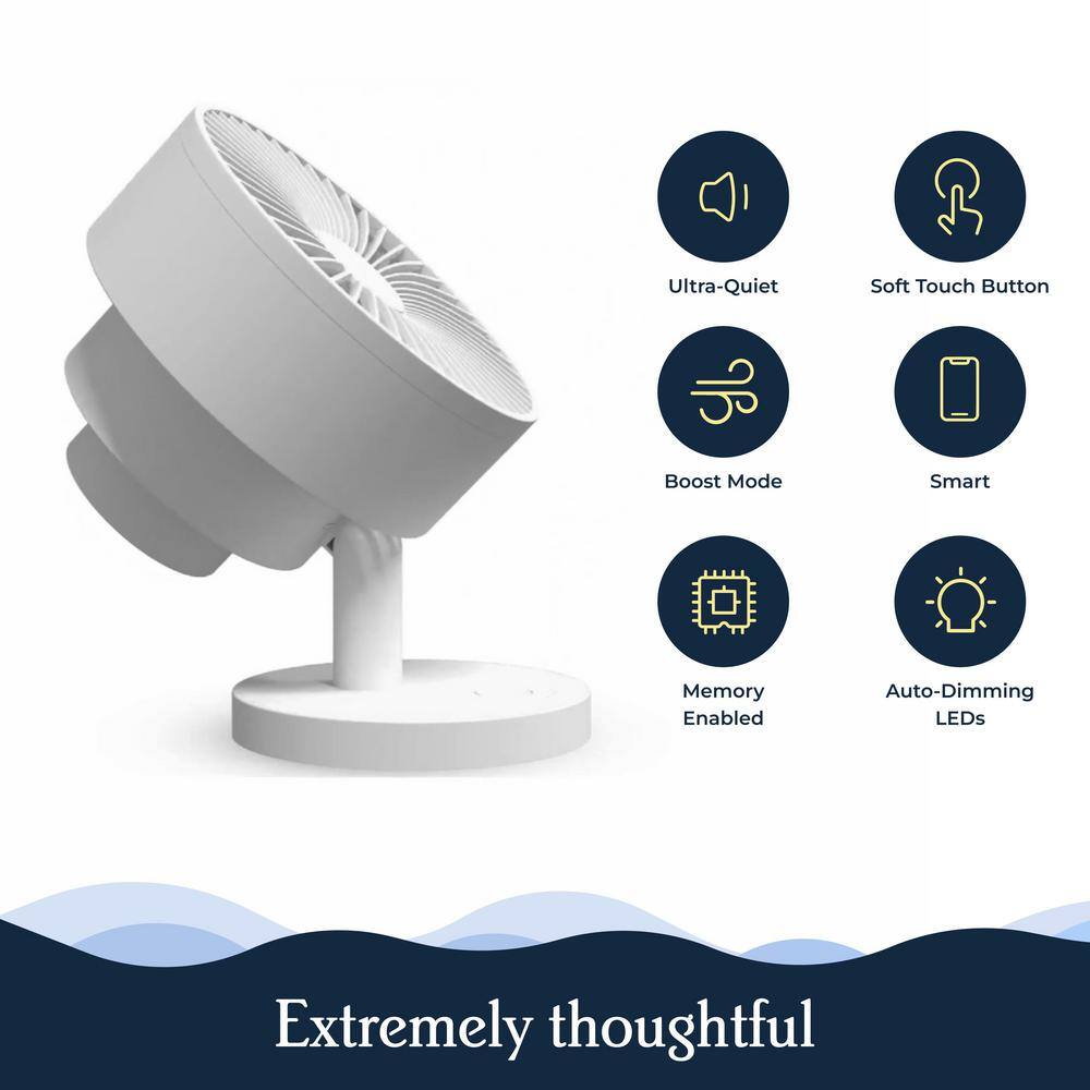 Marine Blue Smart Whisper-Quiet Table Fan with Remote