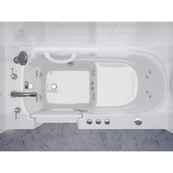 HD Bathtub and Smart Toilet Combo Series 26 in. x 53 in. Left Drain Walk-In Whirlpool Tub Bathtub in White