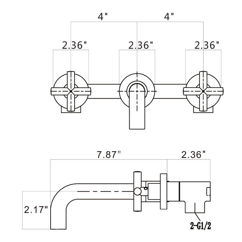 Brushed Gold Stainless Steel Wall-Mounted Bathroom Faucet