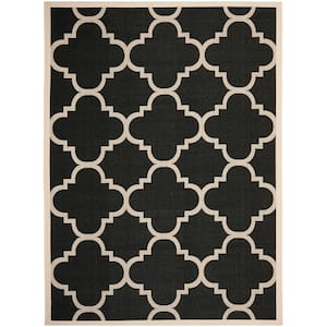 Courtyard Black/Beige 8 ft. x 11 ft. Geometric Indoor/Outdoor Patio  Area Rug