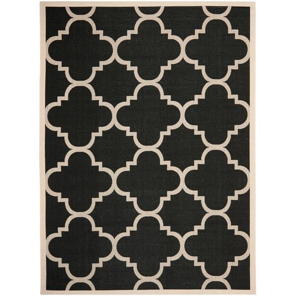 SAFAVIEH Courtyard Black/Beige 9 ft. x 12 ft. Geometric Indoor/Outdoor Patio  Area Rug