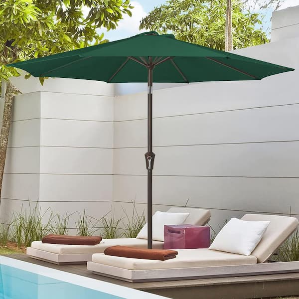 JEAREY 10 ft. Market Patio Umbrella with Push Button Tilt and Crank in Green