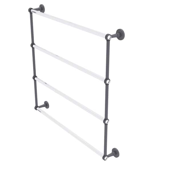 Allied Brass Clearview 36 in. 4-Tier Ladder Towel Bar with Groovy Accents in Matte Gray