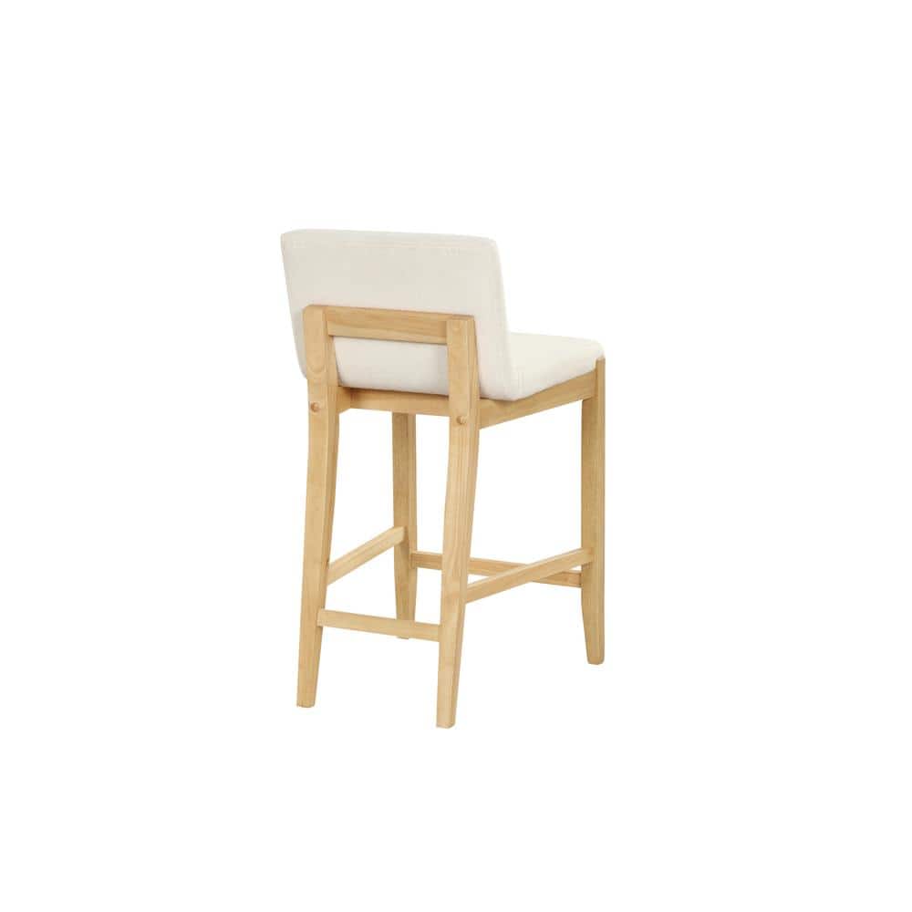 Gracie Light Brown and White Upholstered Counter Stools, Set of 2