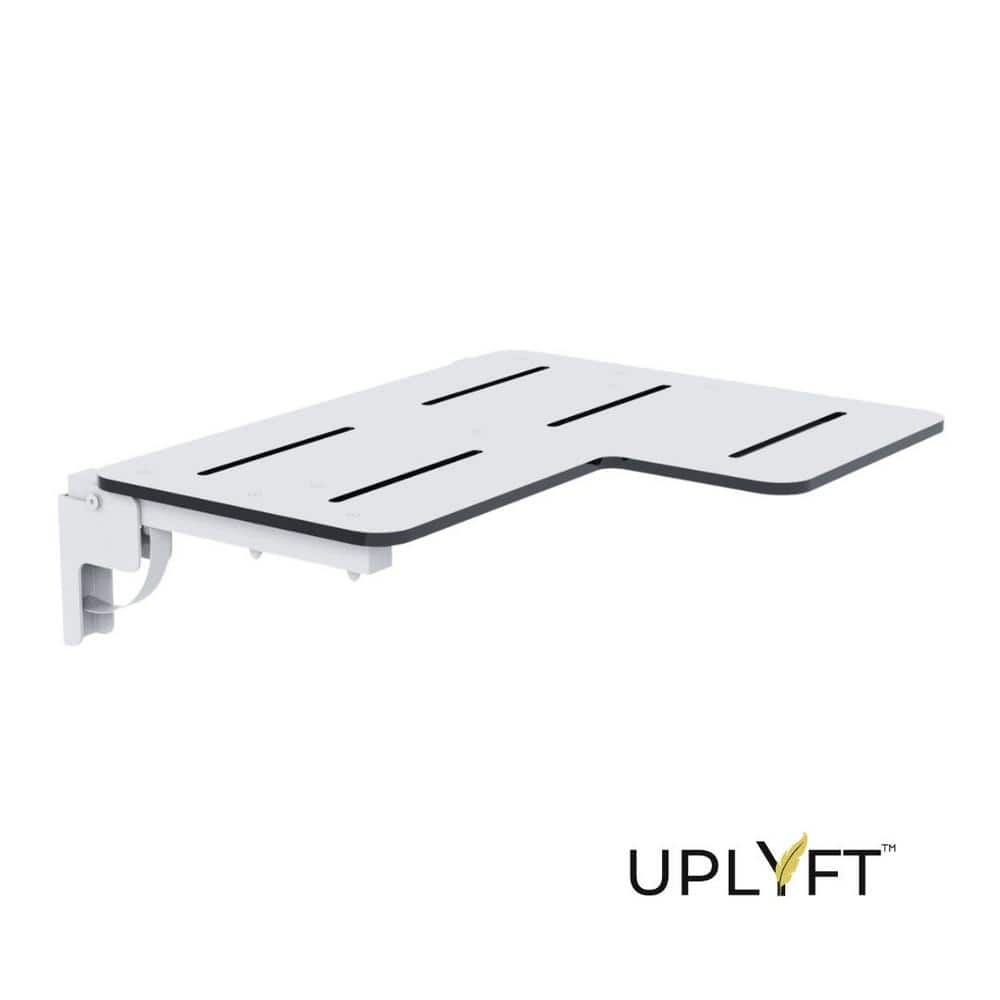 UPLYFT 32 in. Reversible LShape Wall Mount Shower Seat with White