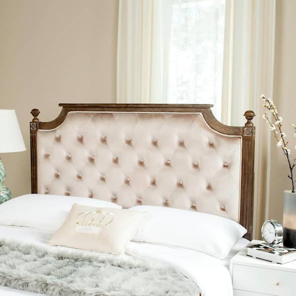 SAFAVIEH White/Beige Full Upholstered Headboard