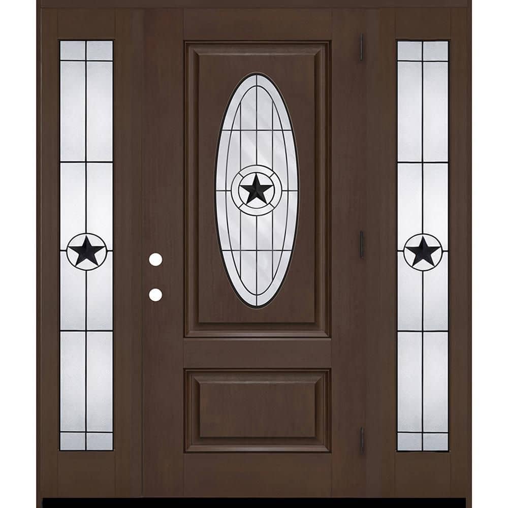 Regency 64 in. x 80 in. 3/4L Oval Alamo Glass LHOS Hkry Mahogany Fiberglass Prehung Front Door w/ 12 in.-Full SLs 4-9/16 price history on PriceWatchPro