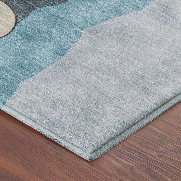 Mayfield Premium Machine Washable Abstract AMF2252 Teal 9 ft. x 12 ft. Area Rug