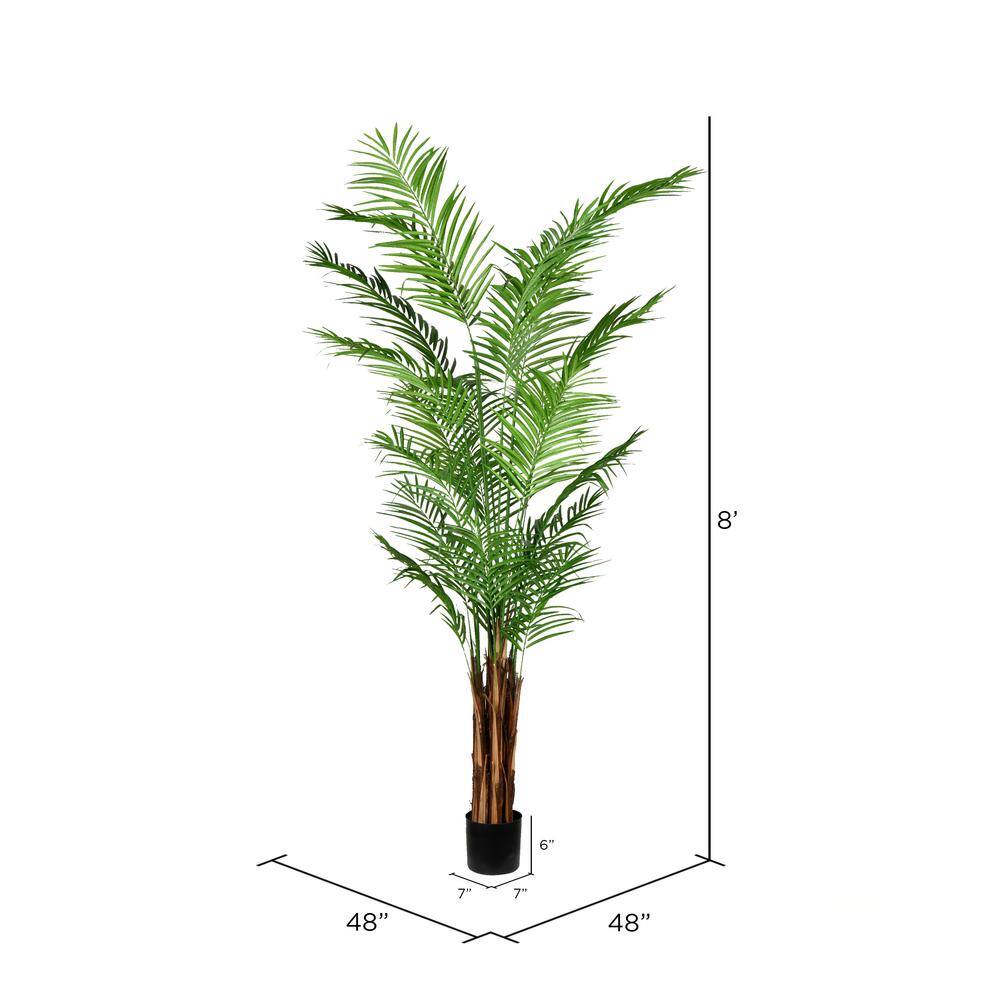 8' Green Artificial Potted Areca Palm Tree