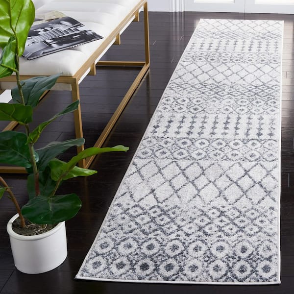 Toscana 2 ft. x 9 ft. Ivory/Dark Gray Tribal Runner Rug