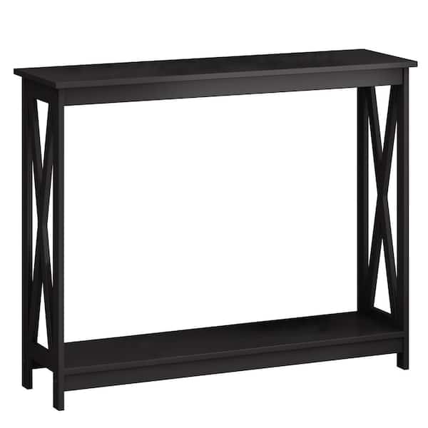 Z-joyee 39.37 in. Black Rectangle Wood Console Table
