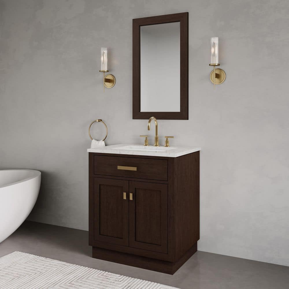Chestnut Brown Oak Single Bathroom Vanity with Ceramic Sink
