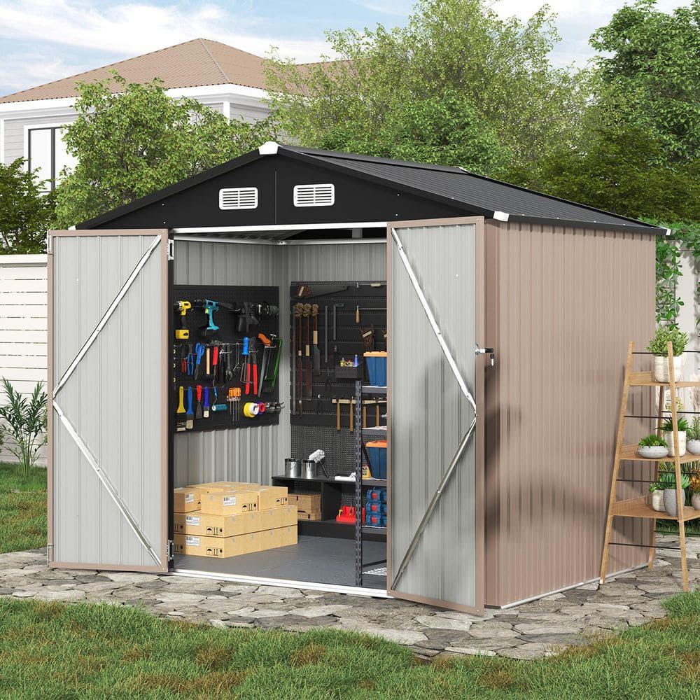 Sizzim 6 ft. W x 4 ft. D Outdoor Storage Metal Shed with Floor