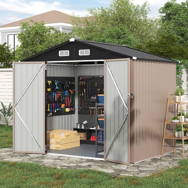 6 ft. W x 4 ft. D Outdoor Storage Metal Shed with Floor, Locks, Air Vents (24 sq. ft.)