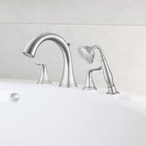 Scarlett Bathroom 2-Handle Roman Tub Faucet with Hand Shower in Brushed Nickel