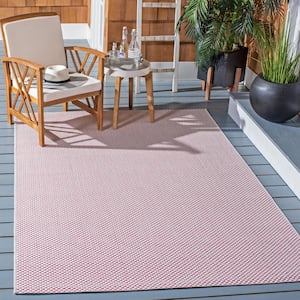 Courtyard Ivory/Pink 5 ft. x 8 ft. Solid Distressed Indoor/Outdoor Patio  Area Rug