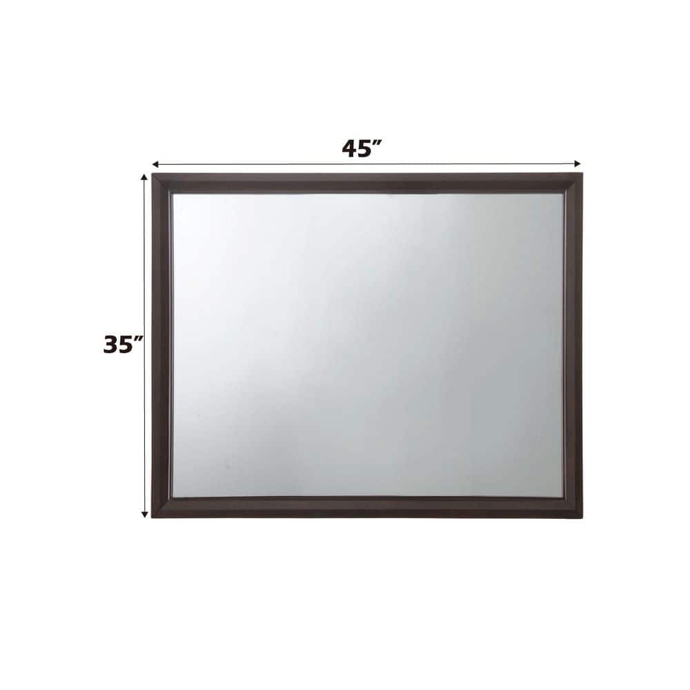 Espresso Brown Rectangular Wooden Framed Dresser Mirror
