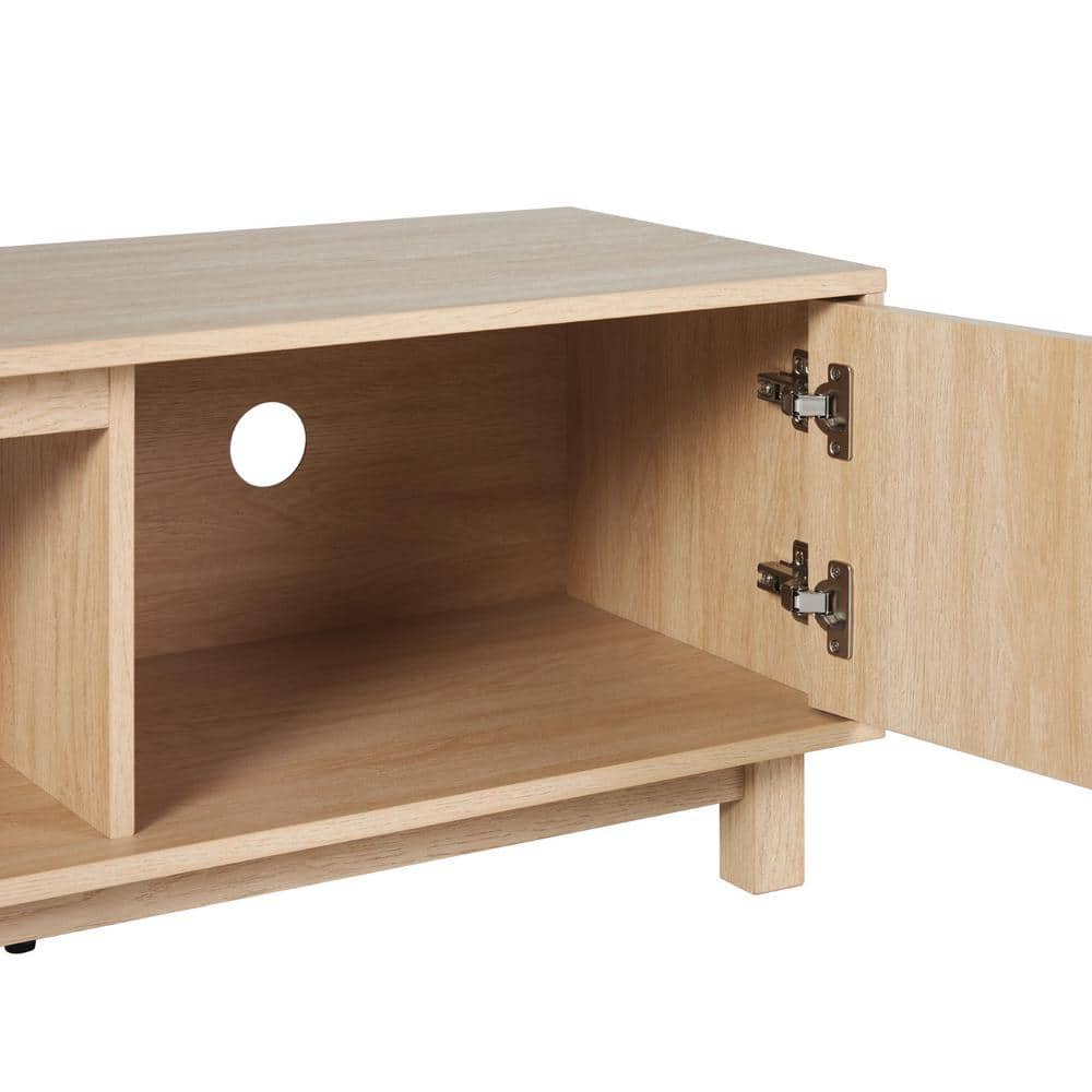 70" Coastal Oak Wood TV Stand with Reeded Doors