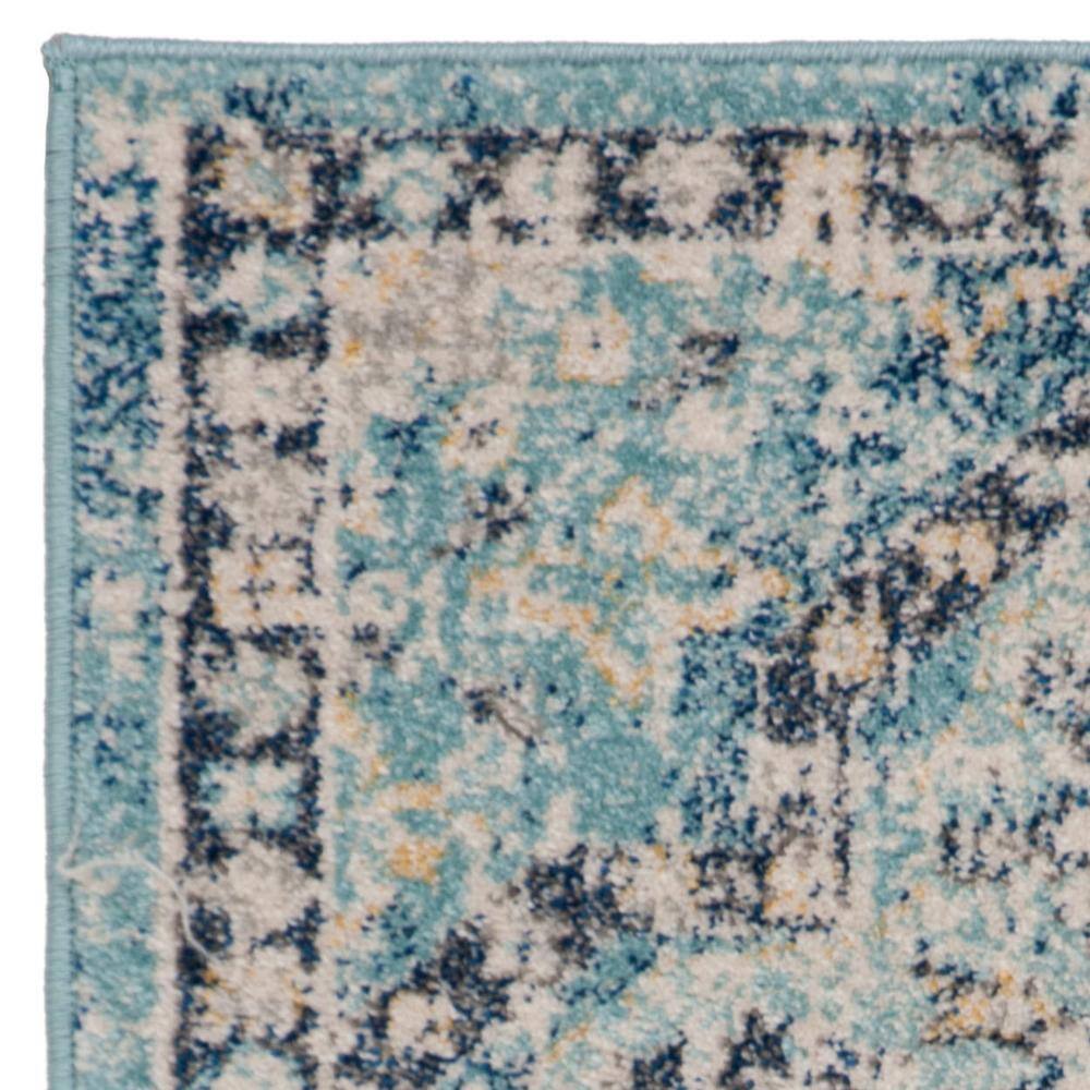 Light Blue High Pile Synthetic Boho Area Rug