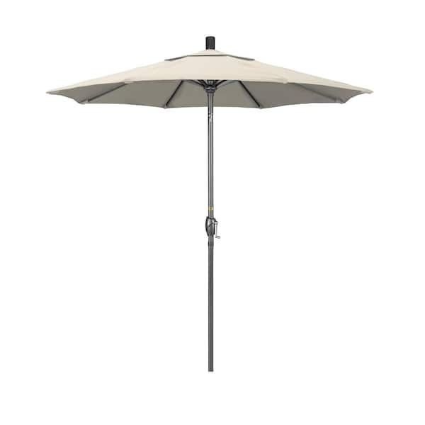 California Umbrella 7.5 ft. Grey Aluminum Market Push Button Tilt Crank ...