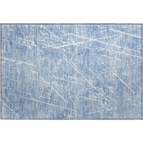 Addison Rugs Mayfield Premium Machine Washable Indoor/Outdoor Geometric AMF628 Blue 1 ft. 8 in. x 2 ft. 6 in. Area Rug