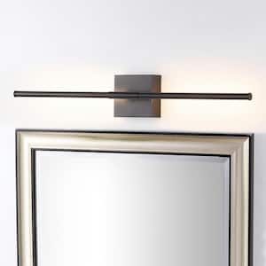 Makena 28 in. 1-Light Black Metal Dimmable Integrated LED Metal Wall Sconce