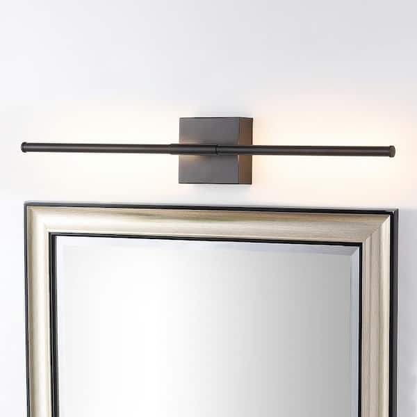JONATHAN Y Makena 28 in. 1-Light Black Metal Dimmable Integrated LED Metal Wall Sconce