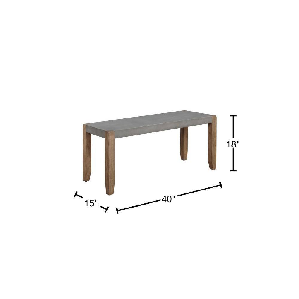 Newport 40" Faux Concrete and Wood Rustic Bench