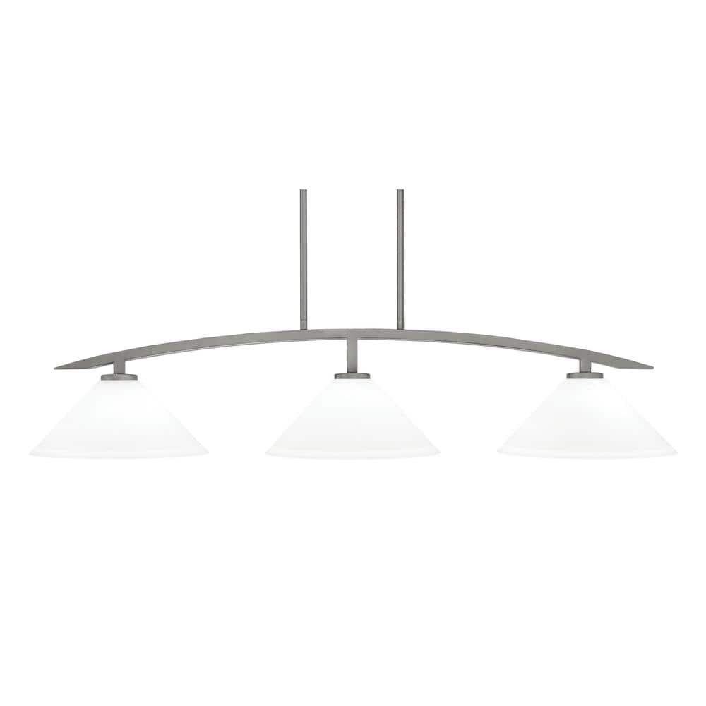 Siena 45.25 in. 3-Light Graphite Chandelier with 12 in. White Muslin Glass 